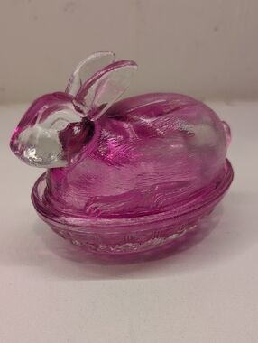 Pink Glass Bunny On A Nest